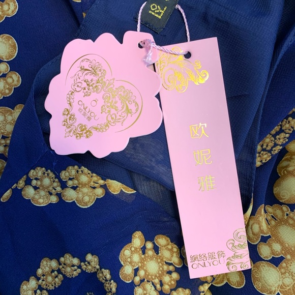 Only You Blue/Gold Oriental Holiday Dress NWT |3XL - Picture 7 of 7